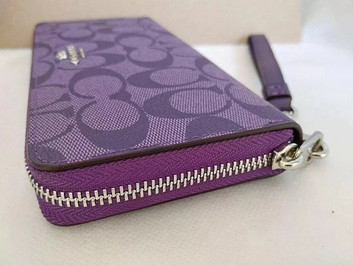 COACH Long Zip Wallet with Strap Purple Signature C4452 New